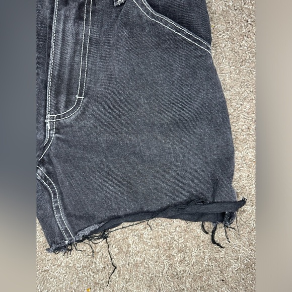 John Galt Brandy Melville Black Distressed Denim Shorts - Picture 3 of 7